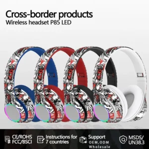 P85 Painted wireless Bluetooth headphones with folding and deep bass support
